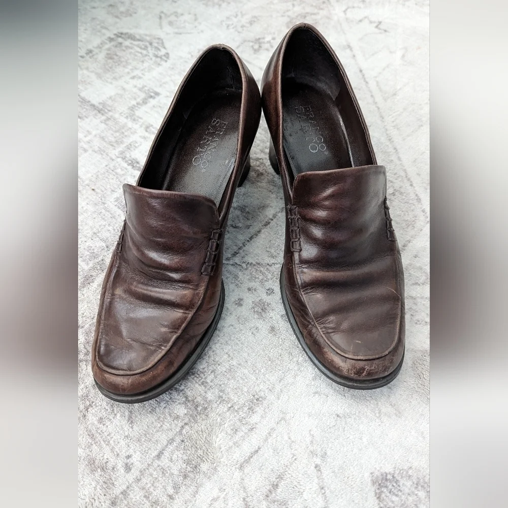 Franco Sarto Leather Shoes Size 7 1/2 M.Made in Brazil .